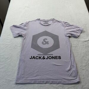 Jack & Jones Graphic T-Shirt Mens Small Purple Good Cotton Logo Tee